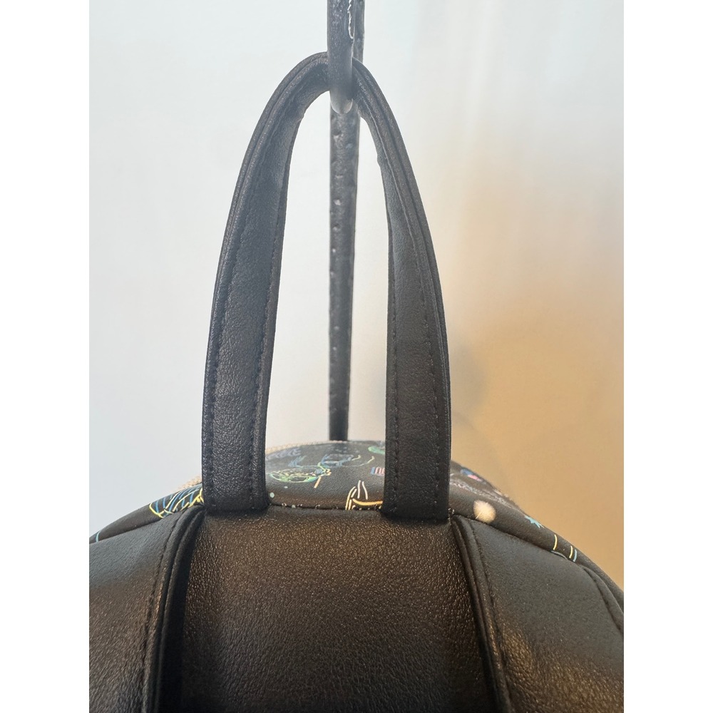 Stranger Things Mini Backpack Black Neon Character Print Faux Leather Bag - Picture 3 of 11